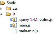 Screenshot of JavaScript files in Solution Explorer