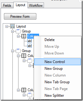 Adding a new control to a work item definition