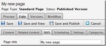 Screenshot of Title property on SEO tab