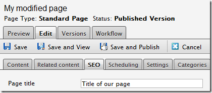 Screenshot of explicitly specified page title