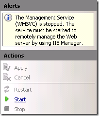 Screenshot of option to start the Management Service