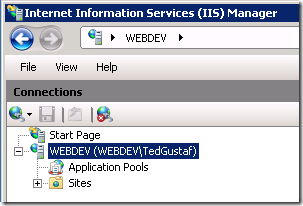 Screenshot of IIS Manager