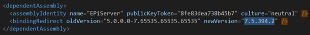New version numbers in web.config after upgrade to EPiServer 7.5