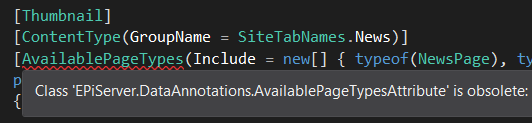 Obsolete attributes in EPiServer 7.5