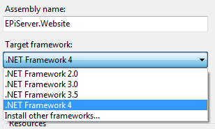 Changing target framework in Visual Studio