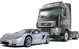 Volvo FH12 and Ascari KZ1 photomontage